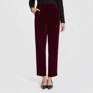 a new day Velvet Straight-Leg Pants - Burgundy